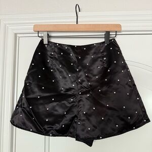 Satin Rhinestone Studded Hot Pants Shorts